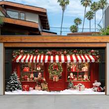 1pc Christmas Red House Outdoor Garage Door - Angel Theme, No Power Required - Perfect For Holiday Parties And Daily Decoration