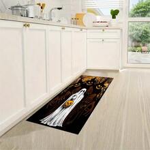 1pc Halloween Pattern Crystal Velvet Rug Doormat, Non-Slip Dirt-Resistant Decorative Entryway Carpet, Washable