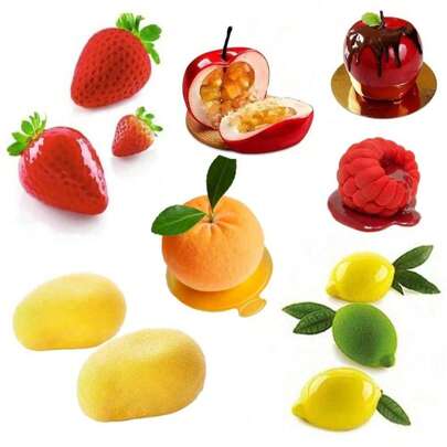 Stampo in silicone per mela e limone, per preparare mousse, dessert, pasticcini, cioccolato, budini alla frutta, gelatina, gelato, decorazioni per torte natalizie, antiaderente e facile da sformare, stampi a forma di mela, limone, mango, arancia, banana, lampone, fragola, pesca, cocco, pigna, ananas, utensili da forno natalizi