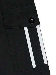 1pc Men's Casual Drawstring Waist Striped Patchwork Big Pocket Ankle Length Pants, Fall