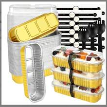 100 Pack Mini Loaf Pans With Lids Rectangle Individual Cake Pans Aluminum Foil Pans For Large Gatherings Picnics Vacations Parties (Pink, 6.8 OZ) - 彩色 - 查看 11