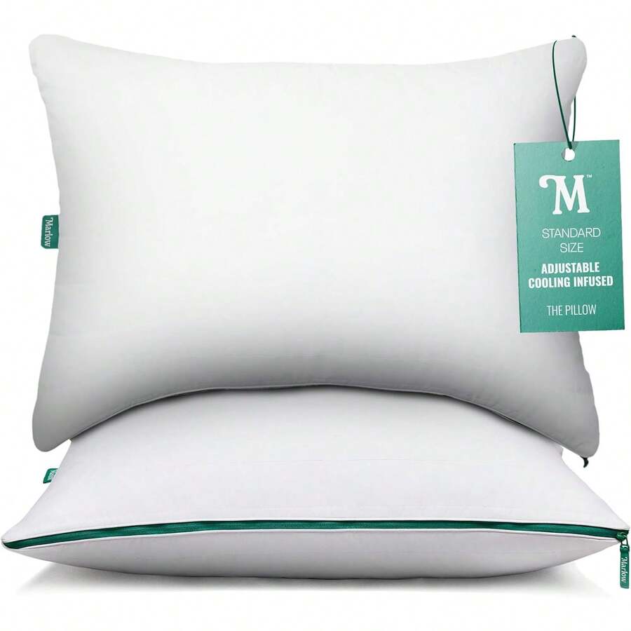 Marlow Almohada ajustable de espuma viscoelástica de Brooklinen - Proporciona alivio del dolor de espalda y cuello - Almohada para dormir de espalda, estómago y lateral, almohada con infusión de - Negro - Ver 1