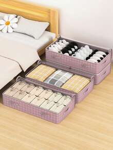 1pc Ransparent Bed Bottom Storage Bag, Large Capacity Practical Design Household Storage Bag, Dustproof And Moisture-Proof Flat Storage Box, Children's Room Toy Organizing Box, Breathable Fabric, Zipper Design, Suitable For Storing Blankets, Jackets, Shoes, Toys And Books - Pink - View 7