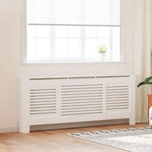 vidaXL Cubierta de radiador de MDF de 205 cm - Blanco - Ver 1