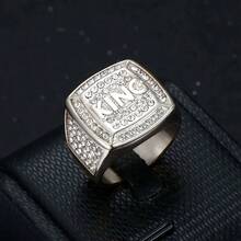 The New And Powerful Ladies' Ring Is Set With Synthetic Zirconia Hip-Hop KING Letter Ring, A Hip-Hop Style  Ring - Golden - View 2