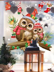 1/2/3pcs Christmas Wall Stickers, Owl Branch Snowflake Wall Stickers, Window Glass Christmas Decoration, Self-Adhesive Wall Stickers, Self-Adhesive Detachable, No Electricity Required.Perfect And Christmas Gift For Couples, Parents And Friends. Christmas Decorations Christmas Decorations Home Home Decor Room Decor