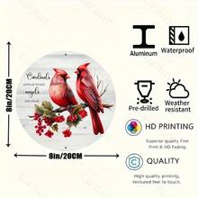 Charming Cardinal Birds Wreath Sign - 8"X8" Round Aluminum, Perfect For Halloween & Christmas Decor, Ideal For Kitchen, Garden, Or Office Wall Art,Room Decor,Halloween Decor,Home Decor,Bathroom Decor,Bedroom Decor,Kitchen Decor,Wall Decor,House Decor, Room Decoration Stuff,Living Room Decor - 彩色 - 查看 9