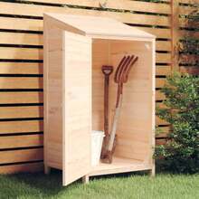 vidaXL Garden Shed For Tool Storage House Outdoor Backyard Solid Fir Wood - 棕色和奶油色 - 查看 1