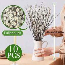 20 件天然干燥白柳枝，适用于圣诞节、复活节、婚礼、家居、派对、酒店、壁炉、花园装饰 - 銀色 - 查看 8