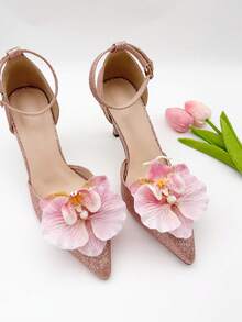 2pcs Detachable Faux Ruffled Butterfly Flower Faux Leather Decorative Shoe Clips, High Quality Delicate Accessory