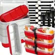 100 Pack Mini Loaf Pans With Lids Rectangle Individual Cake Pans Aluminum Foil Pans For Large Gatherings Picnics Vacations Parties (Pink, 6.8 OZ) - 彩色 - 查看 10