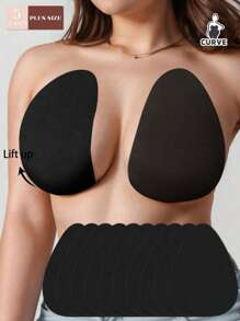 3/5 Pares de Sutiãs Invisíveis Sem Costura com Efeito Push-Up Plus Size, Elevação do Busto, Adequado para Tamanhos B-E, Sutiãs Adesivos Sem Alças e Sem Costas, Adequado para Vestidos de Casamento e Festa