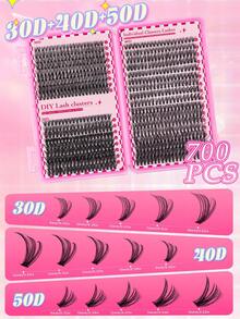 700 Stücke Cluster Wimpern Set, 30D/40D/50D DIY Künstliche Wimpern Natürlicher Stil, gemischte Länge 9-16mm, inklusive Wimpernkleber und Grafting Werkzeuge, geeignet für Anfänger, passend für alle fröhlichen Anlässe.
