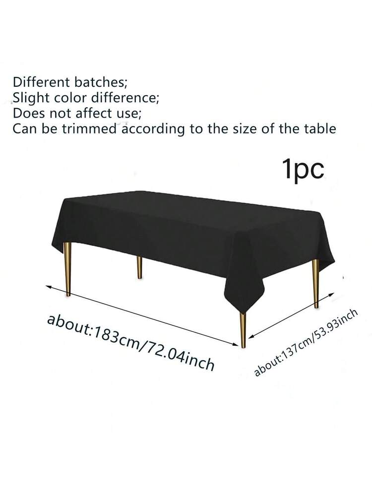 1pc Disposable Rectangular PE Tablecloth, Light Blue/Yellow/Black/Colorful, Waterproof, For Birthday Party, Theme Party, Wedding, Christmas, Halloween, Anniversary, Lighting Party, Celebration