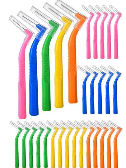 10 piezas de cepillos interdentales angulados en forma de L para adultos, limpieza con hilo dental, aparatos dentales, limpieza de espacios entre los dientes para niños y adultos