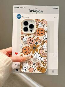 1 pieza Funda protectora suave de TPU anti-caída compatible con Apple 16/16 Plus/16 Pro/16 Pro Max/XR/XS Max/11/11 Pro/11 Pro Max/12/12 Pro/12 Pro Max/13/13 Pro/13 Pro Max/14/14 Pro/14 Plus/14 Pro Max/15/15 Pro/15 Plus/15 Pro Max con diseño de calabaza y fantasma de Halloween, elegante y lindo