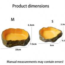 Reptile Water Bowl, Resin Reptile Rock Feeding Dish, Water And Feeding Bowl, Suitable For Leopard Gecko, Lizard, Spider, Turtle, Scorpion, Chameleon, Hermit Crab Terrarium Decor (Yellow)