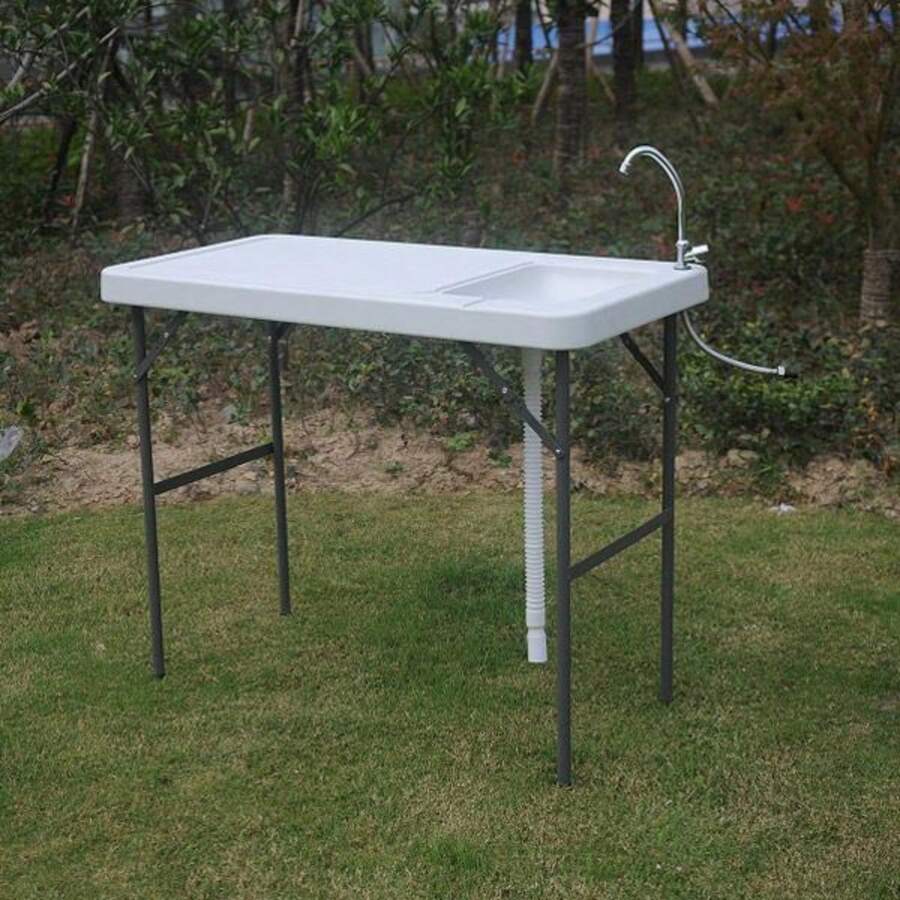 Kitchen Foldable Fish Clean Cutting Outdoor Table With Sink Faucet ...