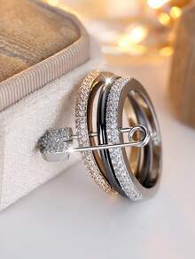 1pc Luxury Colorful Water Drop Stone Ring, Silver Color Multi-Color Claw Set Colorful Cubic Zirconia, Daily Jewelry Gift For Girls - ring - View 6