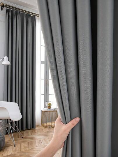 1pc Solid Color Modern Rayon Blackout Curtain, Rod Pocket Design, Suitable For Living Room And Bedroom - Sheer And Light Filtering Curtain, Living Room Curtain, Bedroom Curtain