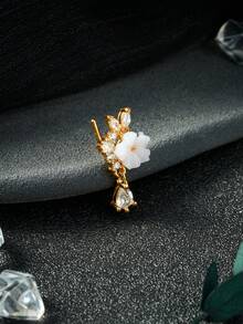 20G Dangle Nose Ring L Shaped Dangling Nose Stud For Women Stainless Steel Nose Ring Studs CZ Flower Dangle Nose Rings Hoops Nose Piercing Jewelry