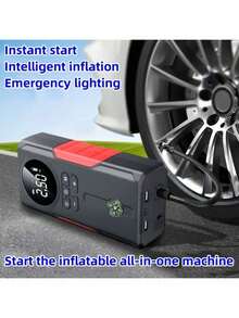 5-In-1 Car Jump Starter & Air Compressor. Includes Jumper Cables, Battery Pack, Digital Tire Inflator, Car Battery Charger, 10L/2.38 Gallon Portable Gas Tank, Fast Charging - Multicolor - View 9