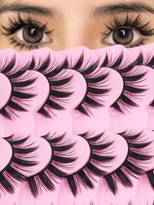 14 Pairs Of Comic False Eyelashes, Large Volume, Korean And Japanese Style False Eyelashes, D Curl Faux Mink Eyelashes, Create Long-Lasting, Natural Eyelashes - 尖尾漫畫款 - 查看 2