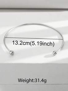 1pc Classic Minimalist Stainless Steel Smooth Double Ball Choker Necklace, Versatile For Women's Daily, Party, Wedding Wear Or Gift - Collar - View 3