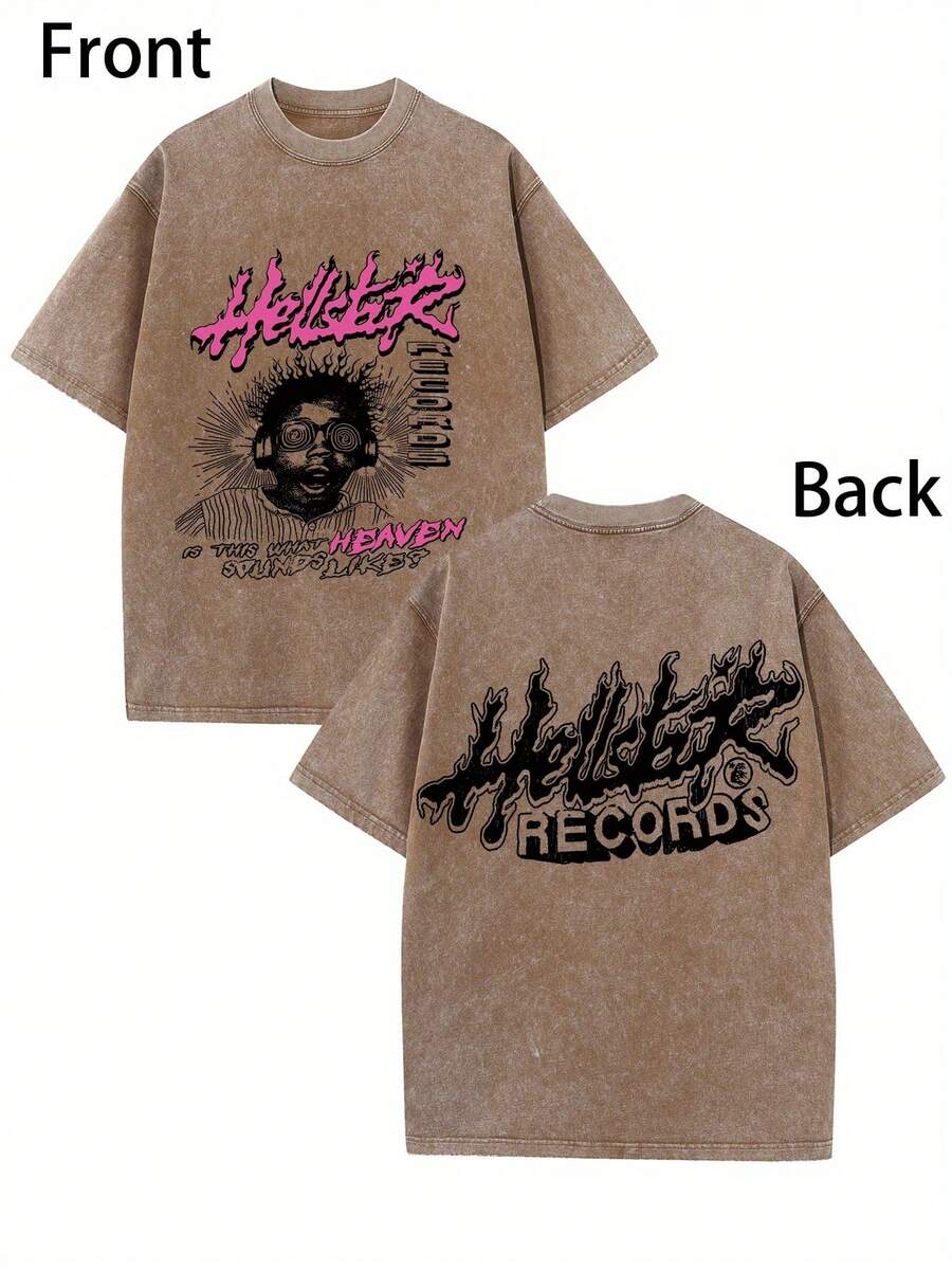 Retro Printed Men's Vintage Round Neck Short Sleeve Cotton T-Shirt, Casual Summer T-Shirt For Everyday Street Style - Màu cà phê - Xem 1