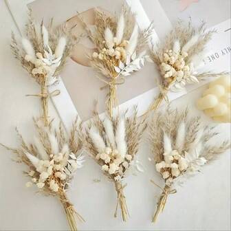 2/4/6/8/10/12pcs Boho Style Mini Rattan Flower Decor - Dried Flower Decoration, Suitable For Living Room, Bedroom And Tabletop - Artificial Floral Arrangement, Seasonal Home Decor | Bohemian Style | Natural Aesthetic, Suitable For Halloween, Christmas And Weddings