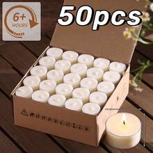 100/50/25pcs Soy Wax Tea Lights, 6-Hour Long Burn Time, Smokeless & Odorless Soy Wax Tea Candles, Ideal For Elegant & Romantic Home Use, Meditation, Anniversary, Pool, Chapel, Wedding, Church, Seasonal Celebration, And Emergency - 6h-white - View 15