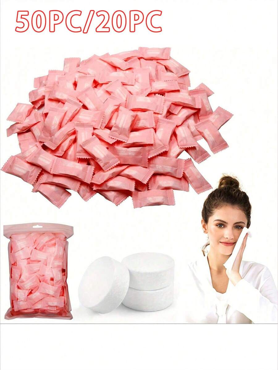 50/20片装超强吸水一次性压缩毛巾 - 户外旅行、露营和应急包必备便携式卫生用品 - 小巧轻便，可重复使用 - 無花紋 - 查看 1