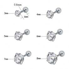 2pcs Super Shiny 4-Prong Zirconia Stainless Steel Stud Earrings For Men, Fashion Ear Cartilage Tragus Earrings, Classic Design, Hypoallergenic, Unisex, Suitable For Party & Daily Wear, Versatile Jewelry, Minimalist Earrings, Exquisite Luster, Accessory