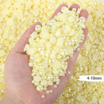 2368pcs 3-10mm Mixed Pearl Resin Rhinestone Flat Back Pearls, DIY Jewelry Craft Supplies For Phone Case, Makeup Mirror, Cup, Shoes Decoration
