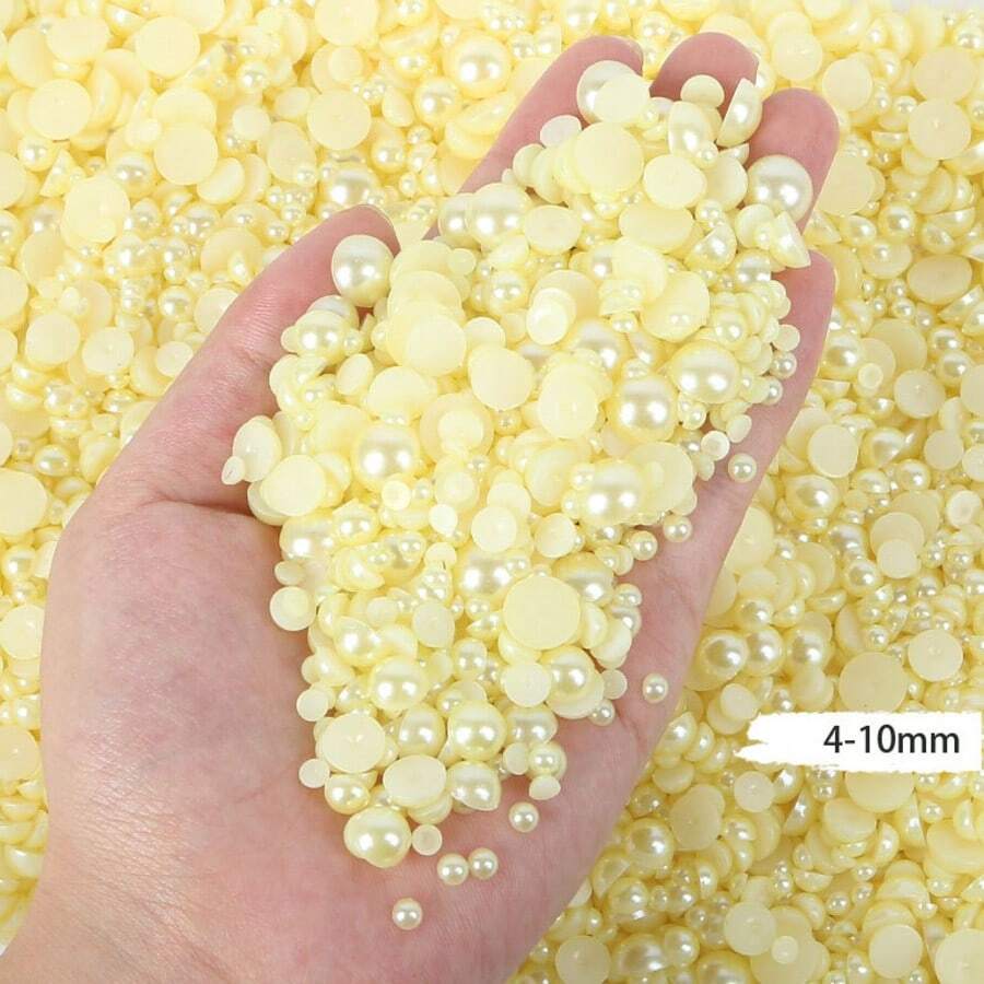 2368pcs 3-10mm Mixed Pearl Resin Rhinestone Flat Back Pearls, DIY Jewelry Craft Supplies For Phone Case, Makeup Mirror, Cup, Shoes Decoration