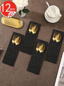 1pc Felt Cutlery Bag, 9.8in*3.5in, Washable, Cuttable, Easy To Clean, Wipeable, Non-Slip, Heat Resistant, Suitable For Gifts, Party Decor, Table Decor, Home Decor, Birthday Decor, Wedding Decor, Outdoor Decor, Picnic Decor - Multicolor - View 29