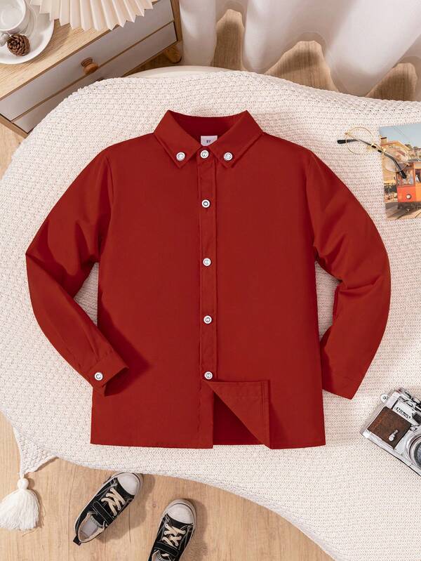 Tween Boy Classic Collegiate Style Casual Party Formal Suit Long Sleeve Pageboy Outfit, Red