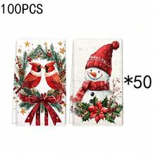 1 set/1 pieza/2 piezas Paños de cocina y paños de platos con estampado de pájaros navideños, adecuados para decoración de interiores en restaurantes, cocinas y baños, decoración de fiestas, regalos festivos y también pueden ser entregados como regalos de Navidad - Multicolor - Ver 12