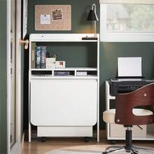 SoBuy Children Folding Table Desk Children Desk With Mobile Storage Chest White W64 X D62 X H98cm FWT105-W - White - View 9