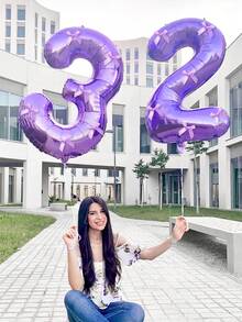 1 Stück 32 Zoll lila Zahl Folie Ballon & 10 Stücke lila Satinband Schleifen, Dekorationen für Geburtstag, Jahrestag, Party, Fotoshooting, Prinzessin Geburtstag, Valentinstag, Familien Geburtstag, Baby-Shower, Junggesellinnenabschied, Outdoor Shooting, elegante traumhafte Geburtstagballons, süße Geburtstagsdekoration (lila Geburtstag 0-9 Jahre alt), Mittwoch Thema Geburtstag, Neujahr, Weihnachten