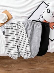 Bhchntiy 3 Stücke/Set Baby/Kleinkind Unisex Buchstabe A Muster, gestreift & einfarbig Lässig Mode Hosen Set, Herbst/Winter