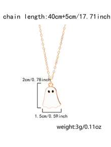 1 Piece White Ghost Necklace, Halloween Simple Necklace, Fashionable Daily Personalized Versatile Collarbone Chain