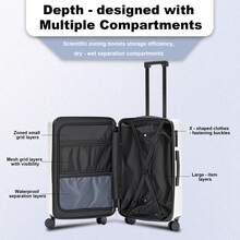 Milky Way 20-Inch Carry-On Suitcase - Hard-Shell Suitcase (With Wheels And Cup Holders) - Multi-Functional Suitcase - Travel Suitcase - Women's Travel Suitcase - Men's Travel Suitcase - Business Travel Suitcase - Weekend Travel Suitcase - 高級白 - 查看 7