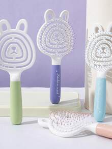 1 perie de păr pufoasă, în formă de urs, cu scobitură, pentru coafat, păr neted, gratuită, pentru femei