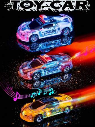 儿童电动灯光和声音汽车玩具，可旋转电池供电幼儿男孩/女孩音乐模型车