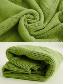 Plus Size Women Solid High Neck Long Sleeve Pullover Sweater, Autumn/Winter