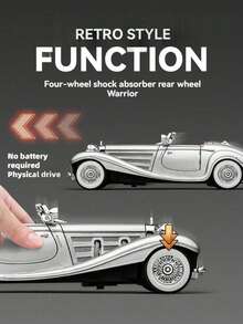 1:32 Scala 1935 Classica Vintage 500 K Convertibile Auto Sportiva Macchina Antica Modello in Lega, Struttura in Metallo, Porte e Cofani Apribili, Luci e Suoni Simulati, Adatto per Casa, Ufficio, Festa, Compleanno, Regalo per Appassionati di Auto