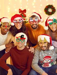 12/6pcs/Christmas Party Glasses Sparkling Holiday Party Glasses Christmas Tree Frames Christmas Decorative Accessories Christmas Party Costume Glasses Holiday Gifts (One Size Fits All)