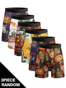 3pcs/Pack Random Digital Print Oversized Men's Boxer Briefs