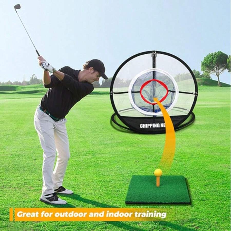 1pc Golf Ball Retrieval Net, Portable Folding Golf Training Net, Golf Target Retrieval Net, Fixed Tool, Indoor/Outdoor Swing Practice - Suitable For Practice And Improving Competition Level - Multicolor - View 1